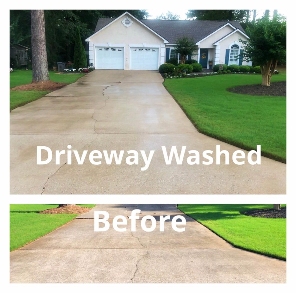 This is the before and after Pressure washing job in Fayetteville Georgia